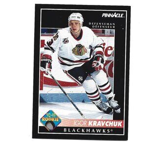 ’92-93 Pinnacle Igor Kravhuk Chicago Blackhawks Rookie Hockey Card [h62]